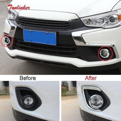 Tonlinker Exterior Front/Rear FogLight Cover stickers for Mitsubishi ASX 2013-19 Car Styling 2 PCS ABS Chrome Cover Stickers