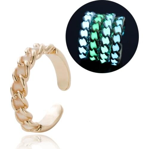 Uniqe Adjustable Heart Ring For Female Charming Luminous Ring Twisted Glowing In The Dark Open Ring Lady Jewelry Accessories