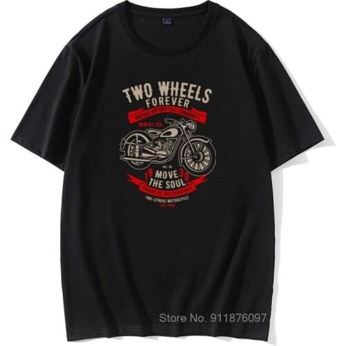 Vintage Motorcycle Community Cycle Funny T Shirt Two Wheels Forever Motobike Move The Soul Rider T-shirts Father Day Cotton Male