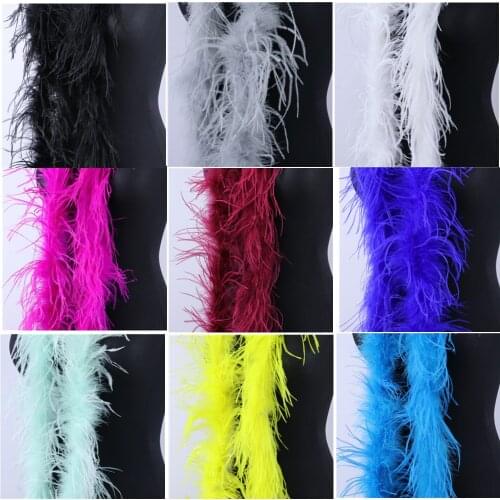 High Quality 2meters Ostrich Feather Boa Ostrich Wedding Party Dresses Decoration Clothing Sewing Trim feather Ribbon Crafts