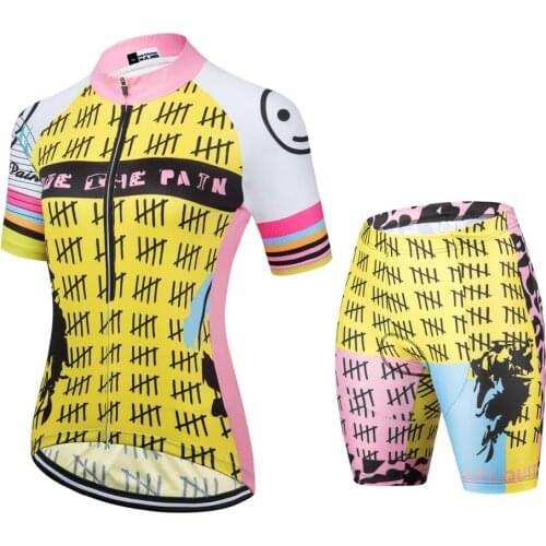 Kafitt Womens Yellow Go Pro Short Sleeve Cycling Jersey Sets Bike Clothing MTB Ropa Ciclism Bicycle Wear Breathable Tops Summer