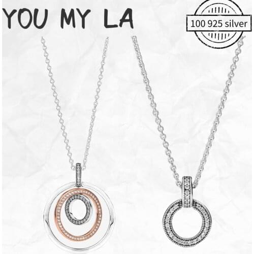 S925 Sterling Silver Necklace Female Fashion Jewelry Layer Neck Chain For Women Festival Wedding DIY Fine Jewelry Pando Style