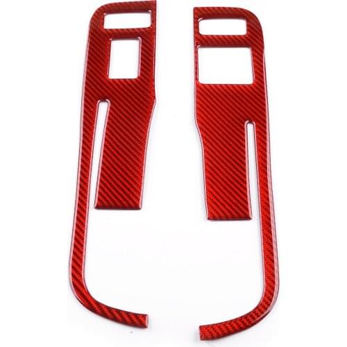 1 Pair Car Red Carbon Fiber Window Control Switch Panel Cover Trim Fit for Chevrolet Camaro 2013 2014 2015 Left Hand Drive Only
