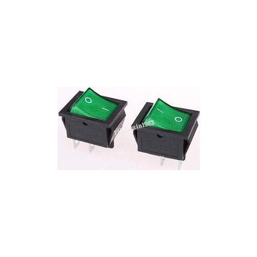 10pcs Green Light Illuminated 2 Position On/Off DPST Boat Rocker Switch 15A 250