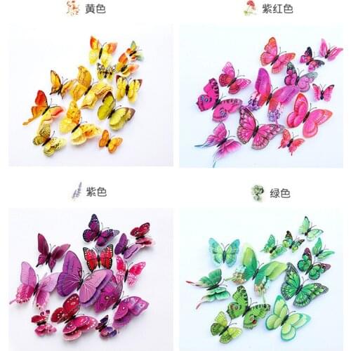 12pcs/lot party decoration 3D Creative butterfly Wall Stickers Decoration Wall Stickers Home Decoration bedroom decor