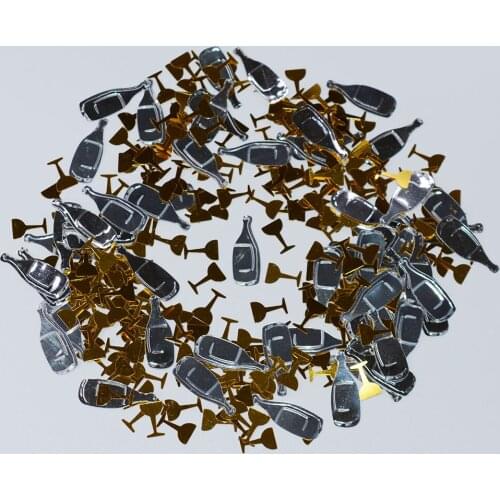 150g Black Winebottle Gold Wine Glass Cup Wedding Party Table Scatters Cheers! Champagne Bottles & Glasses Confetti Sprinkles