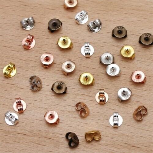 BASEHOME 200pcs/lot 4mm Copper Butterfly Earrings Ear Back Fit Stud Earrings Clasp Earring Stopper DIY Ear Accessories