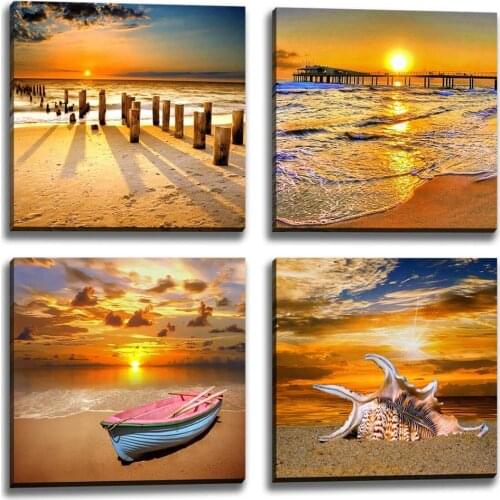 4pcs 5D DIY square/round Diamond painting Beach sunset Cross Stitch Diamond Embroidery Pattern Rhinestone home decor J1276