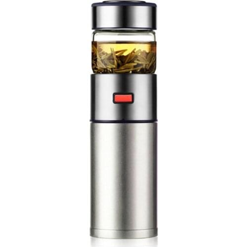 570Ml Glass Water Bottle with Tea Strainer Tea Water Separation Infuser Free to Disassemble for Office