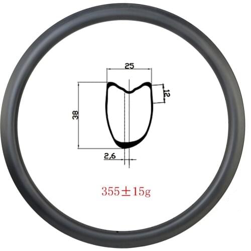 700C 38x25mm Tubular Asymmetric disk brake carbon rims gravel UD 3k 12k matte glossy U shape 20H 24H 28H 32H 36H road bike wheel