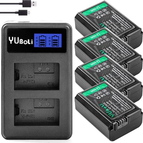 2Pcs 2000mAh NP-FW50 NP FW50 Camera Battery + LCD USB Dual Charger for Sony Alpha a6500 a6300 a6000 a5000 a3000 NEX-3 a7R