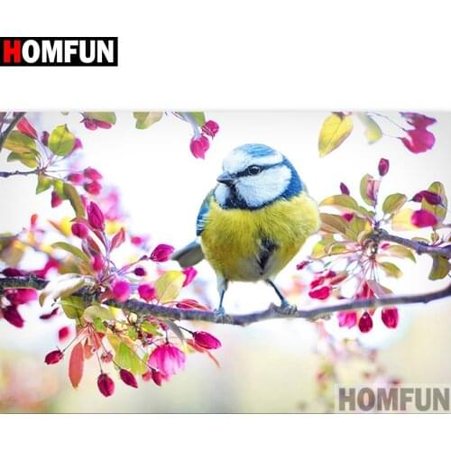 HOMFUN Full Square/Round Drill 5D DIY Diamond Painting "Birds and flowers" 3D Diamond Embroidery Cross Stitch Home Decor A19051
