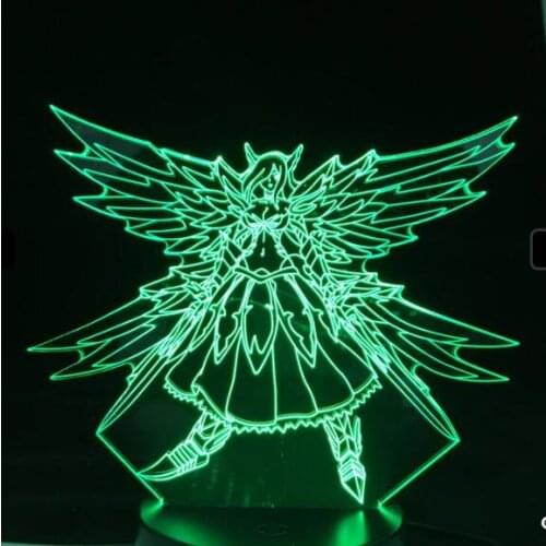 Erza Scarlet Heavens Wheel Armor Anime Lamp Fairy Tail 3D ANIME LAMP Nightlights 16 Colors Changing Lampara Kids Gift