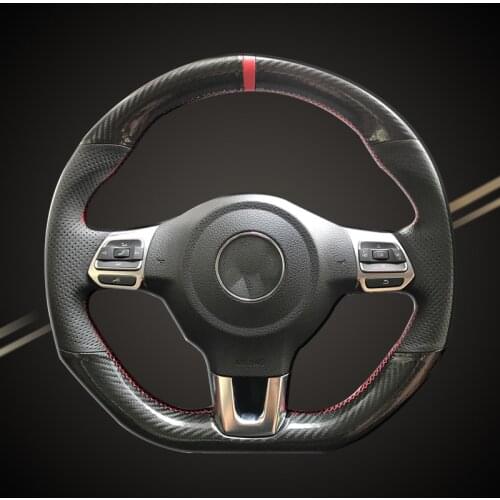 Car Braiding On The Steering Wheel Cover for Volkswagen VW Golf 6 (VI) GTI Polo (R-Line) Scirocco Tiguan (R-Line) Auto Covers