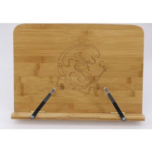 Dragon Sculpture Bamboo Adjustable Portable Tablet Tablature Bookend Book Stand Reading Holder Book Holder 2 sizes