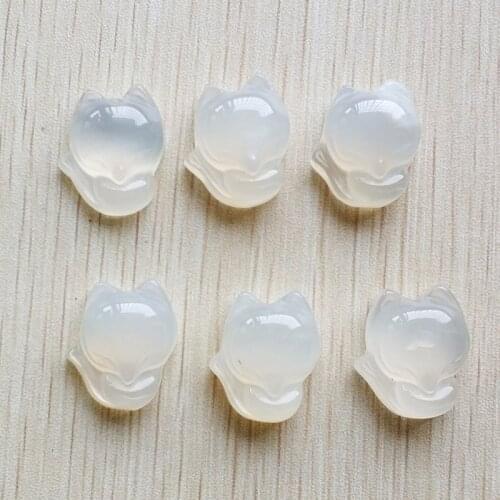 Free shipping 2018 new Fashion high quality natural white onyx fox charms Pendants for diy jewelry making 6pcs/lot Wholesale