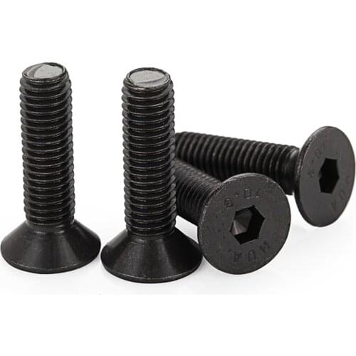 5-10PCS M6 Black 10.9 Flat Head Countersunk Screw Hex Socket Countersink Bolt M6*8/10/12/16/20/25/30/40/50mm