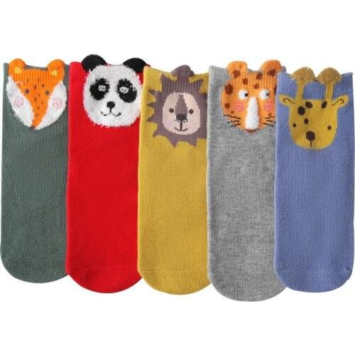 New Children Cotton Socks Funny Happy Cartoon Panda Tiger Lion Deer Patterns Boy Girl Socks Autumn Winter