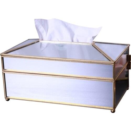 European Creative Glass Tissue Box Plating Household Storage Household Waterproof Mirror Tissue Box Kitchen Boxes for Decoration
