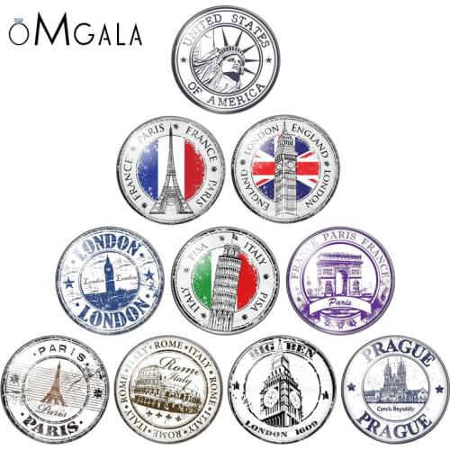 Eiffel Tower Big Ben Clock Statue of Liberty Image Glass Gems Cabochon Dome Demo Flat Back DIY Halloween Jewelry Accessories