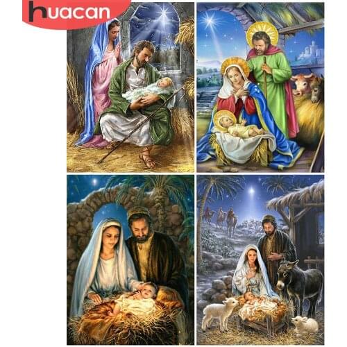 HUACAN 5D Diamond Painting Full Square Drill Icons Diamond Embroidery Sale Religion Cross Stitch Home Decoration