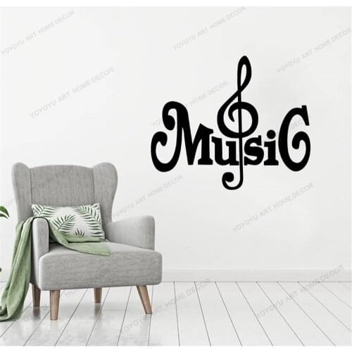 Art Decals Mural For Home Living Room / Music Studio Decoration Musical Notes Vinyl Wall Sticker Lovely Music CX1674