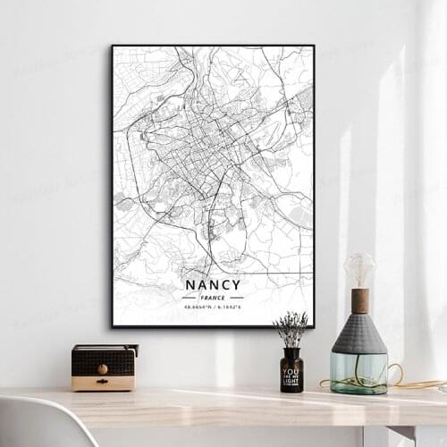 Nancy Reims Valenciennes Perpignan Dijon Le Havre France Canvas Art Map Poster