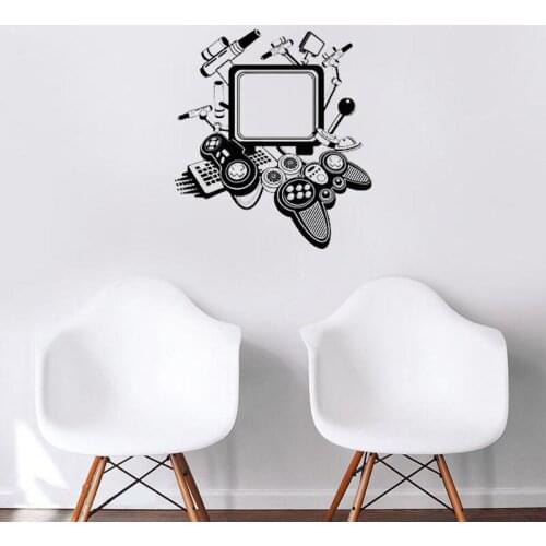 Game Wall Stickers Living Room Decor Controller Joystick Vinyl Decal Computer Kids Rooom Play Gaming Mural G26