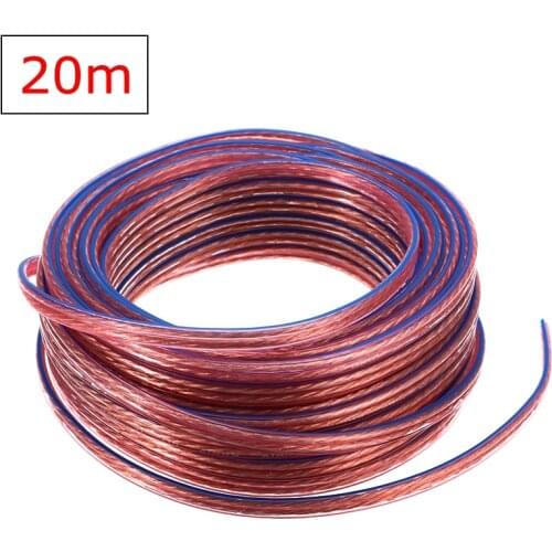20M 2x 0.75mm Loud Speaker Cable Audio Wire High Purity Oxygen Free Copper Conductor Cord Millimeter for Amplifier