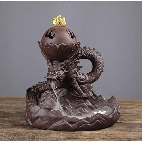 Ceramic Dragon Boat Smoke Backflow Incense Burner Retro Handmade Porcelain Ceramic Backflow With 10 Pcs Backflow Incense Cones