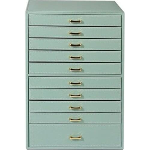 Leather Multi-Layer 10 Floors Jewelry Box Necklace Bracelet Earrings Ring Storage Box Jewelry Finishing Box Drawer Type Display