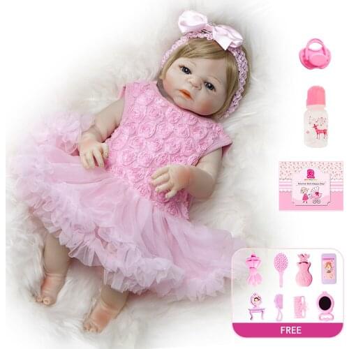 Reborn Toddle Dol l18" 48CM Full Body Silicone Baby Smoot Bebe Reborn Kids Gift Soft Silicone Vinyl Body Realistic Reborn Doll