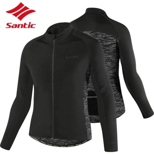 Santic Winter Cycling Jacket Men Long Sleeve Warm Up Thermal Fleece Sports Wear Cycling Clothing Bicycle Bike Wind Jackets