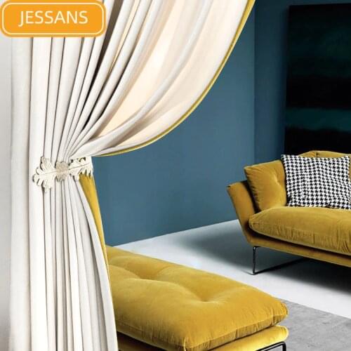 Light Luxury German Velvet Curtains Nordic Simple Atmosphere Balckout Curtains for Living Room Custom Finished Products