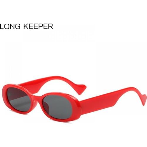 LongKeeper 2021 Small Oval Sunglasses Women 90s Retro Vintage Sun Glasses Black Red Men Cool Hip Hop Shades UV400 Oculos de sol