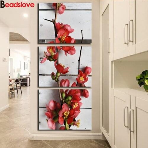 3 Pieces full square round Diy Diamond Painting flower Diamond Embroidery butterfly Floral mosaic art Decorations For Home