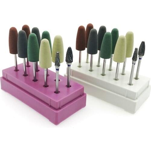 1 Set Dental Polishers Drills Tool 8pcs Round Silicone Rubber Grinding Heads +2pcs Tungsten Steel Polishing Bur With Sotrage Box