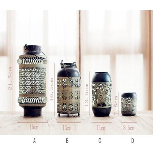 2017 new Japanese style wrought iron candlestick Hollow out lanterns storm lantern Handicrafts restoring ancient ways