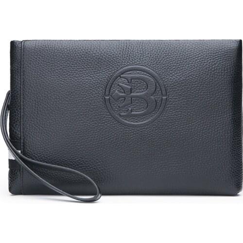 Mens genuine leather envelope bag new design day clutch male business handbag iPad messenger bag travel bag for man