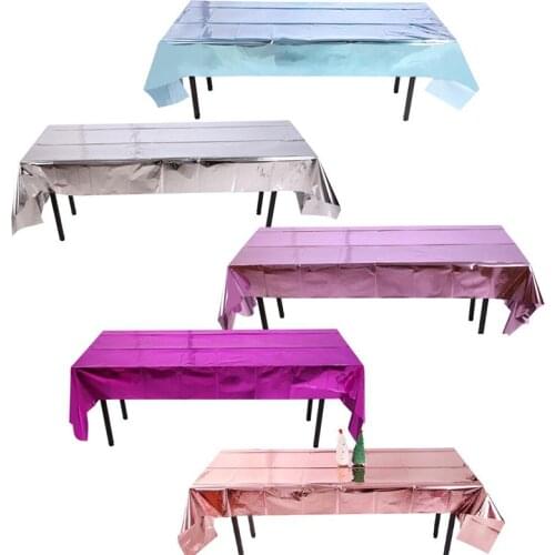 100cm*270cm Disposable Tablecloth Decoration Birthday Party Plastic Table Cover Supplies Wedding Party Foil Tablecloth