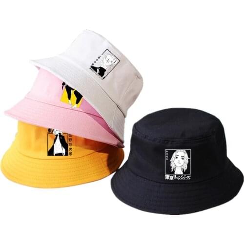 2021 Anime Tokyo Revengers Summer hat Women Men Panama Bucket Cap The Design Flat Visor Harajuku Bucket Hat Fisherman Hat