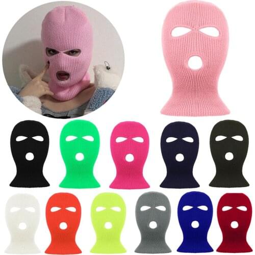 Ski Cycling Mask Beanie Hat Scarf Full Face Cover Mask Three 3 Hole Balaclava Knit Hat Army Tactical CS Winter Warm Face Masks