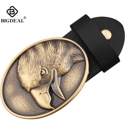 Retail Latest styles Solid brass 3D Eagle Head Cowboy belt buckle With Fashion Man Jeans Accessories Cosplay For 4cm Width belt