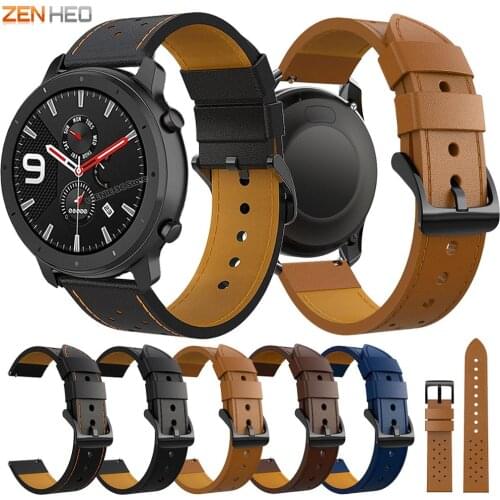 22mm Genuine Leather Strap for Xiaomi Huami Amazfit GTR 47mm/Stratos 2 2S Watch Band For Samsung Gear S3 Frontier/Classic