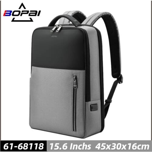 BOPAI Mens Backpack Waterproof 15.6 Inch Computer USB Charging Anti-theft Multifunction Stylish School Bags for Teenager Travel