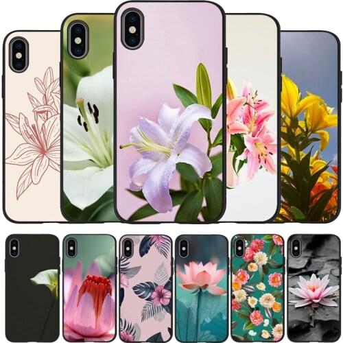 Lily black Silicone Phone Case For iPhone 12 XR XS Max 5 5S SE 2020 6 6S PLUS 7 8 X 11Pro Max 11 Cover