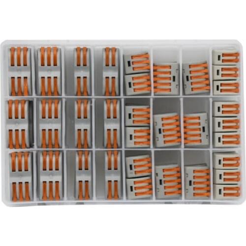 66PCS MIX Electrical Cable Wire Connector Push-in Terminal Block BOXBlock Plug-in Electrical Wire Connectors Orange