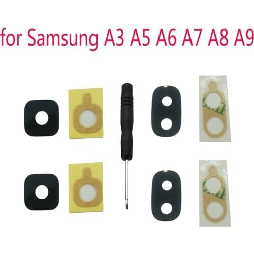 2pcs Camera Glass Lens For Samsung A3 A5 A6 A7 A8 A9 Original Phone New Back Camera Protection Lens Cover Replacement + Tools