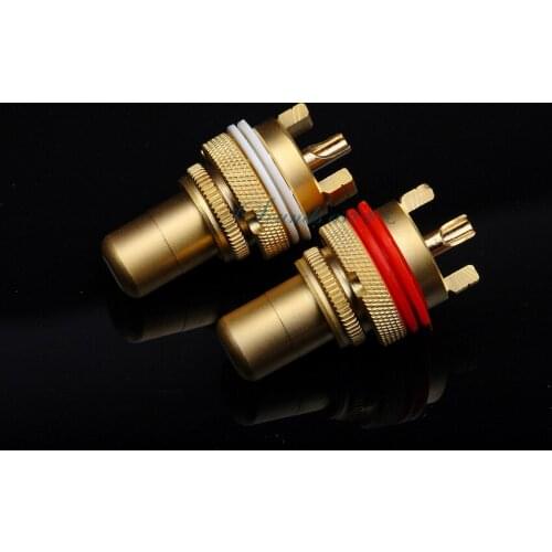 CMC Style Premium Pure Copper Sand Plated RCA Audio Lotus Seat Audio RCA Input Seat
