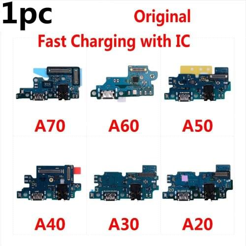USB Charging Port Connector Board Parts Flex Cable With Microphone Mic For Samsung A90 A80 A70 A60 A50 A40 A30 A30S A20S A20 A10